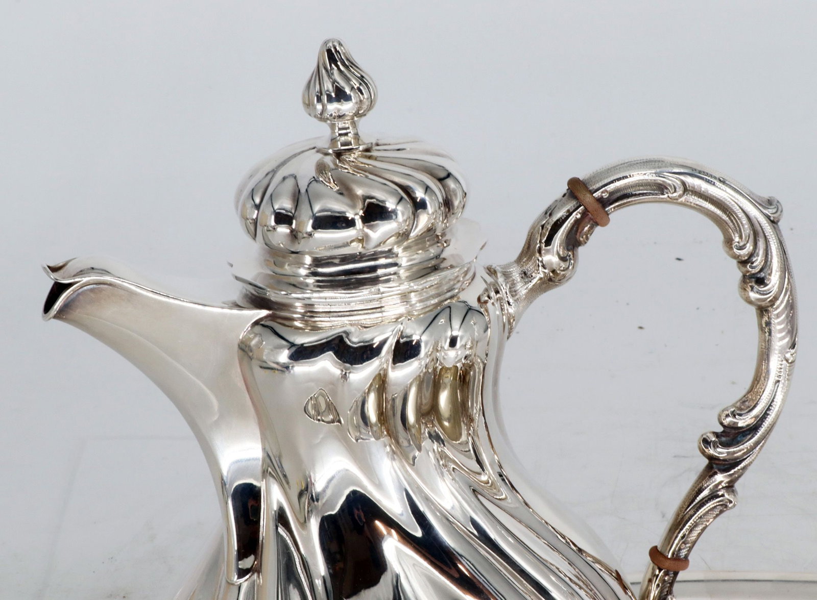 Coffee pot, mocha pot, small bowl, tray, 800 silver, - 4