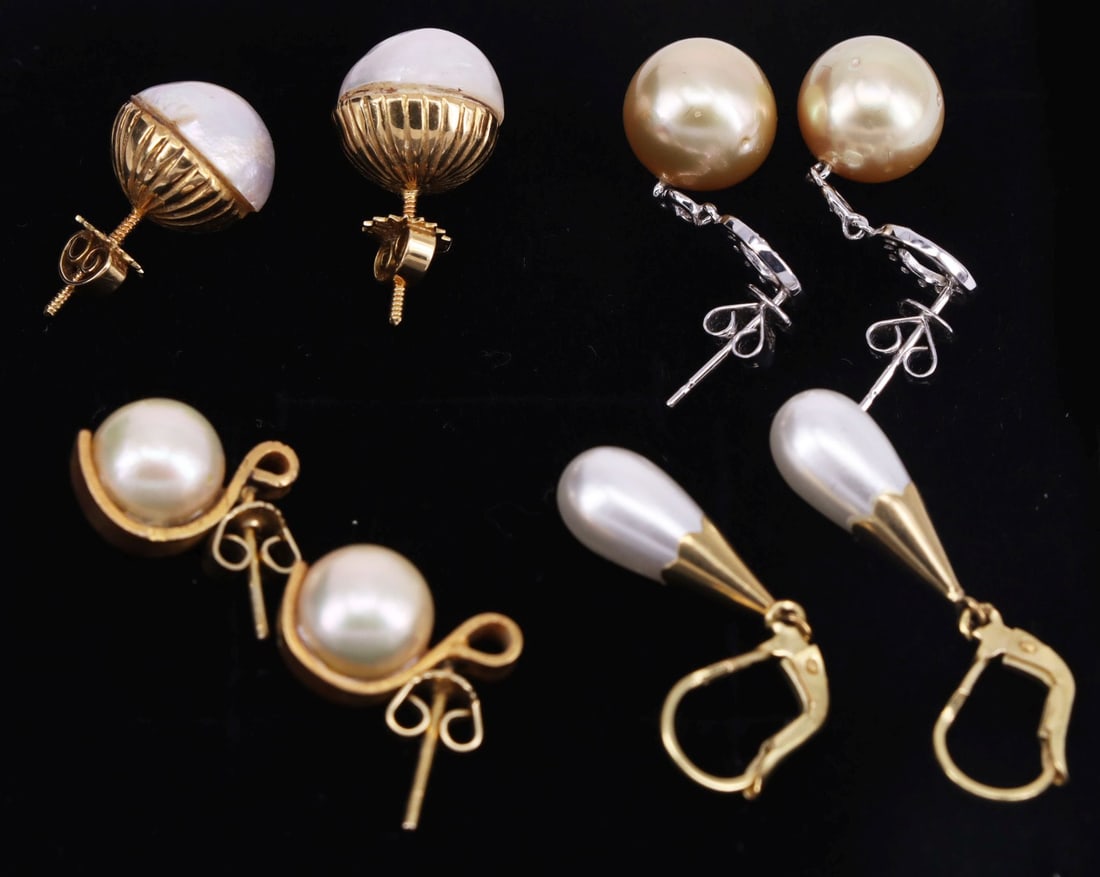 A lovely set of four pairs of earrings, signs of wear - 3