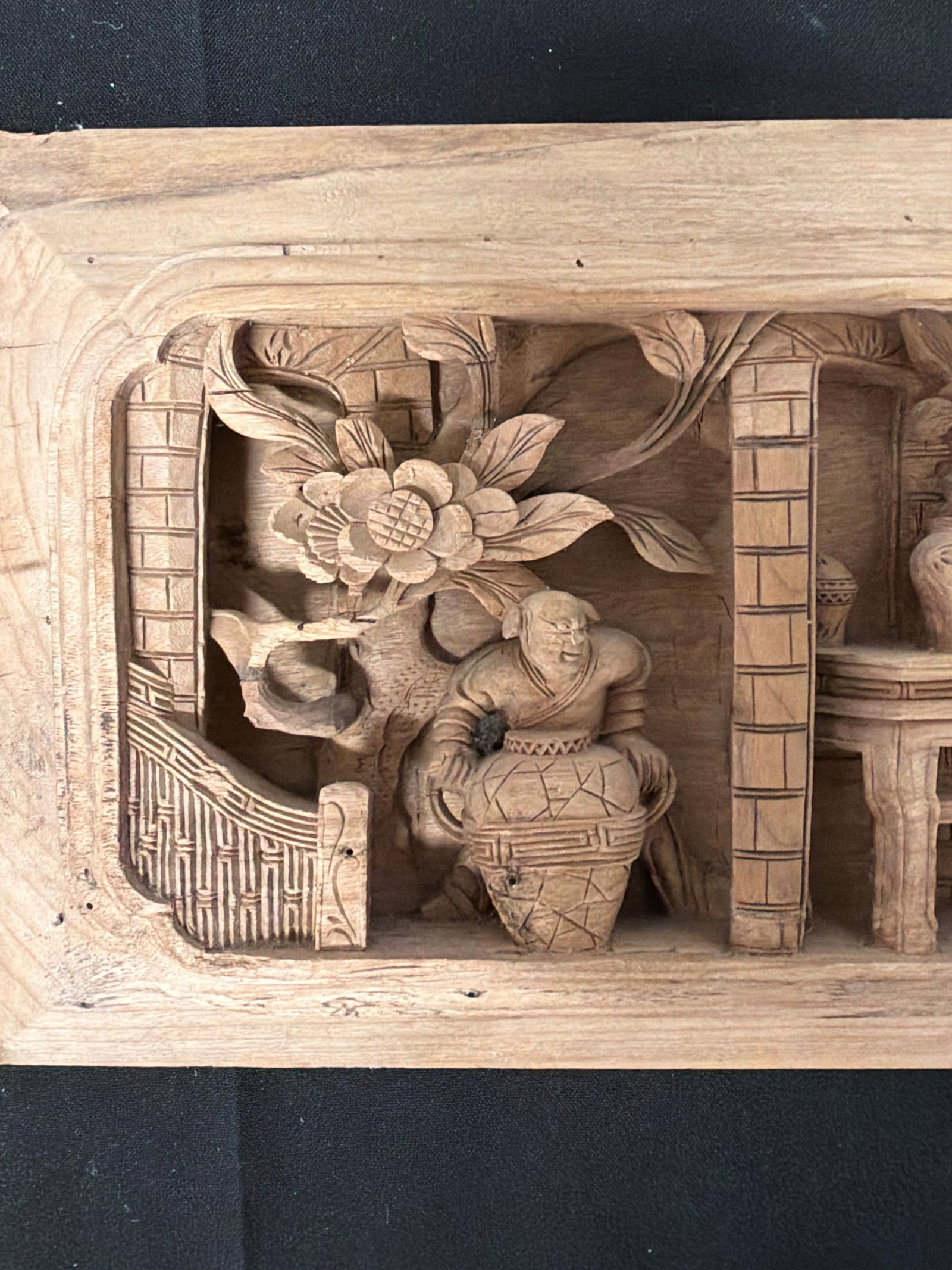 Wooden panel, China, carved - 4