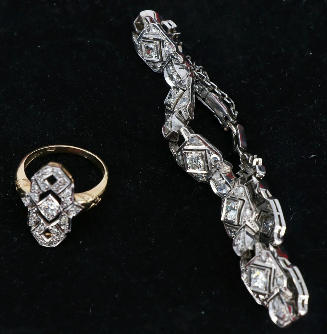 Two pieces of jewelry, Art Deco - 8