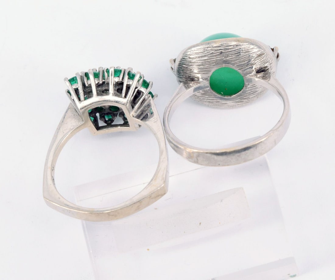 2 rings, 585 silver, 10.4 g. Ring with diamonds - 2