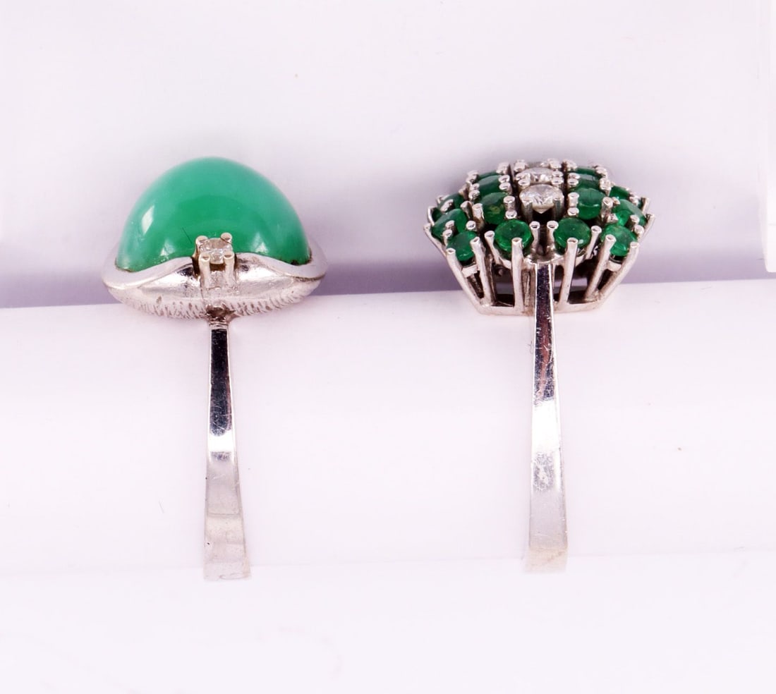 2 rings, 585 silver, 10.4 g. Ring with diamonds - 3