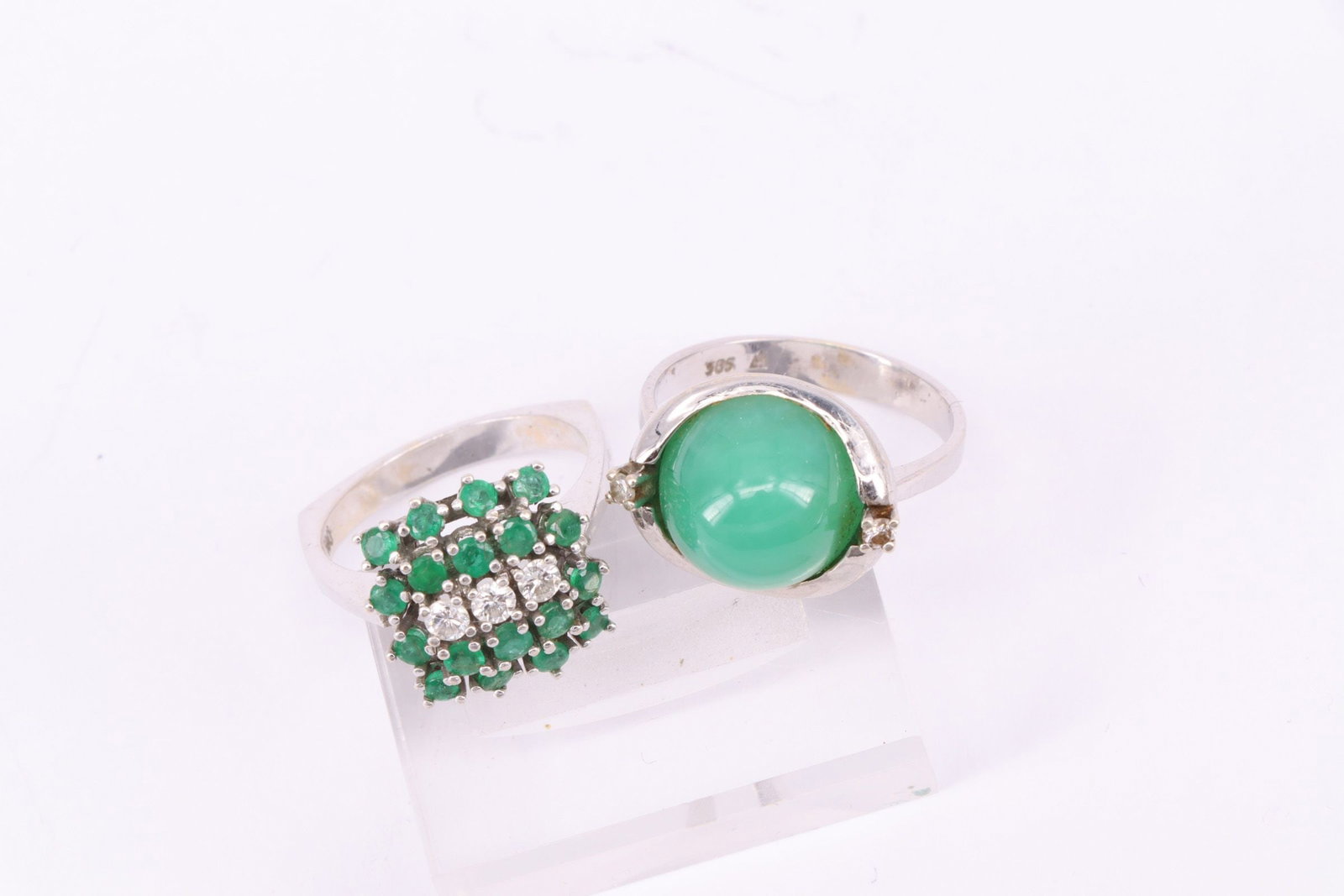 2 rings, 585 silver, 10.4 g. Ring with diamonds - 4