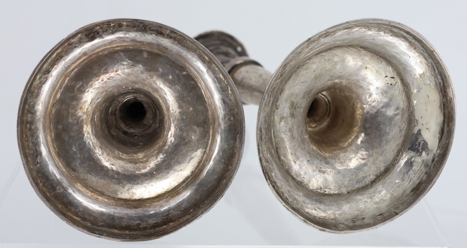 Pair of silver candlesticks, 18th/19th c., silver - 5