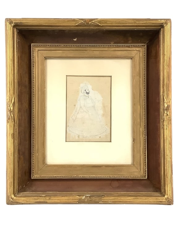 Antique Graphite & Gouache Mughal Drawing (1 of 5)