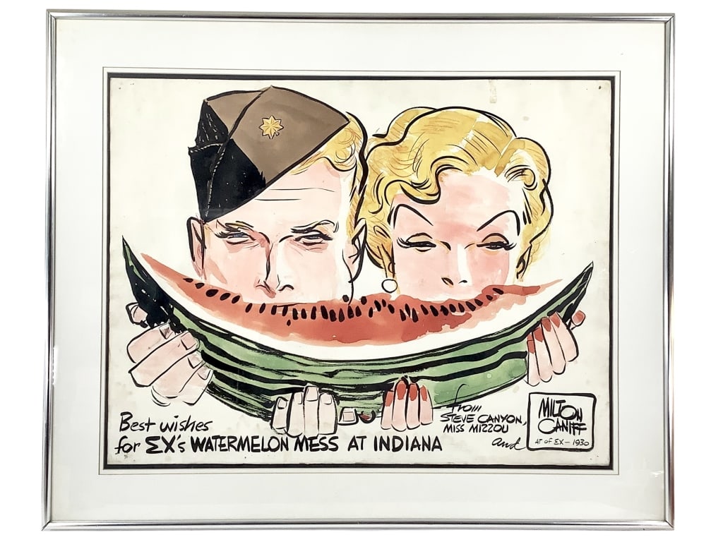 Milton Caniff Cartoon Watercolor & Ink WWII & IU (1 of 5)