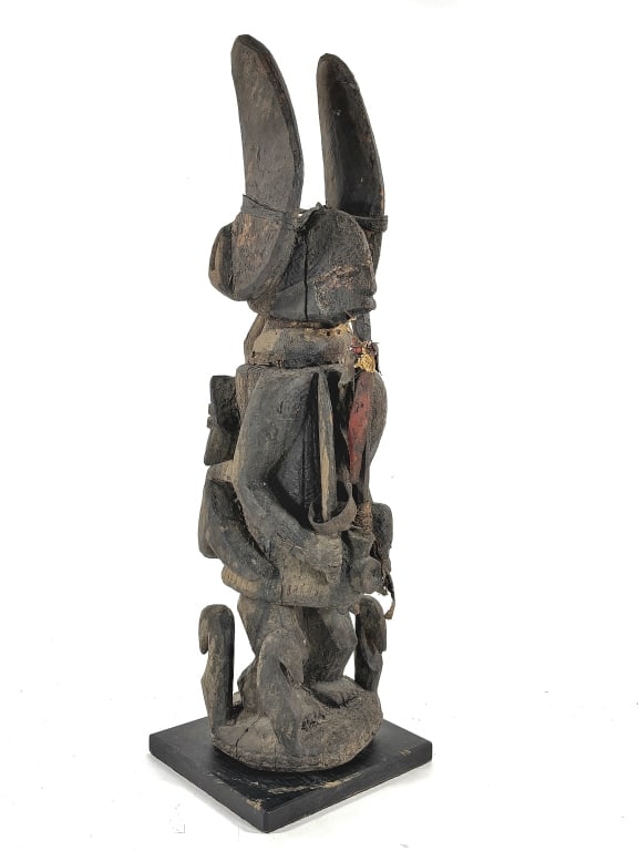 Ikenga Statue Nigeria: Ikengo statues are personal representations, denoting successes, triumphs and status. Ikenga are made by the Igbo people of Nigeria. 28"H with stand. Provenance: Collected by Sophia and Roy Sieber.