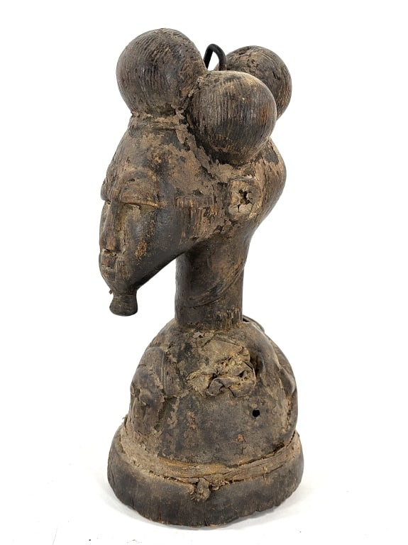 Wood Woman Carved Bust With Lizard On Back: 11"H. Provenance: Collected by Sophia and Roy Sieber.