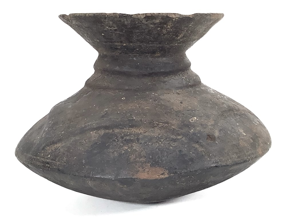 African Ceramic Pot: 13"Dia. x 9"H. Provenance: Collected by Sophia and Roy Sieber.