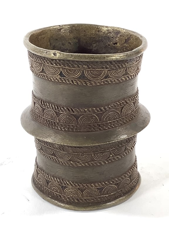 Brass Fixed Cuff From Burkina Faso: 2 1/2"Dia., 4 1/4"L. Provenance: Collected by Sophia and Roy Sieber.