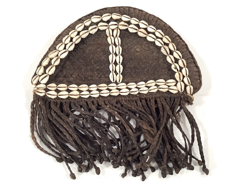 Dogon Hair And Cowrie Shell Hat From Mali: 11"H x 11"Dia. Provenance: Collected by Sophia and Roy Sieber.