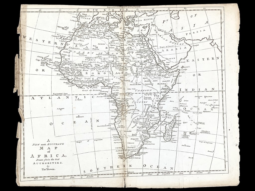 New & Accurate Map of Africa Bowen 1790: New & Accurate Map of Africa, Tho. Bowen 1790 A New and Accurate Map of Africa Drawn from the best Authorities by Thomas Bowen (1733?-90). Published in Thomas Bankes' New, Royal, and Authentic System