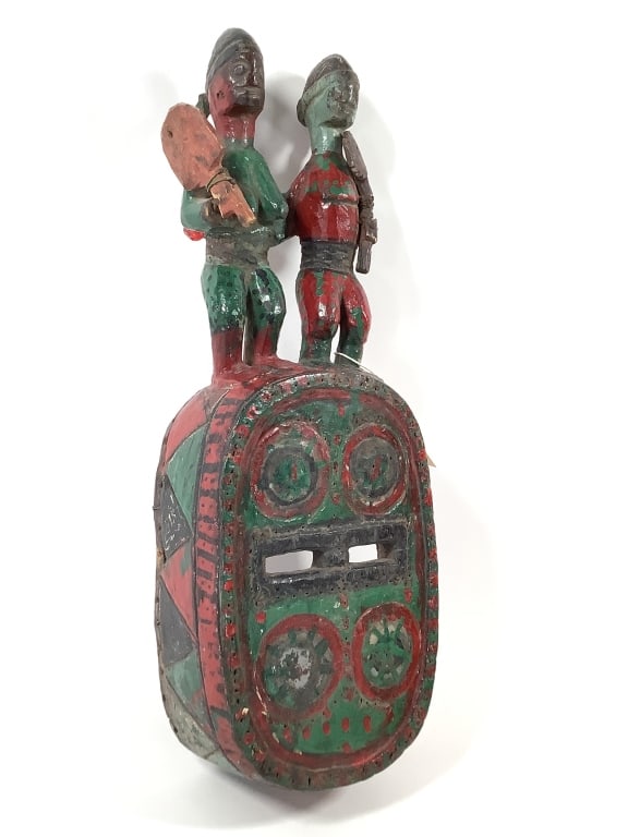 Yoruban Polychrome Mask From Nigeria: 17"H x 6"W. Provenance: Collected by Sophia and Roy Sieber.