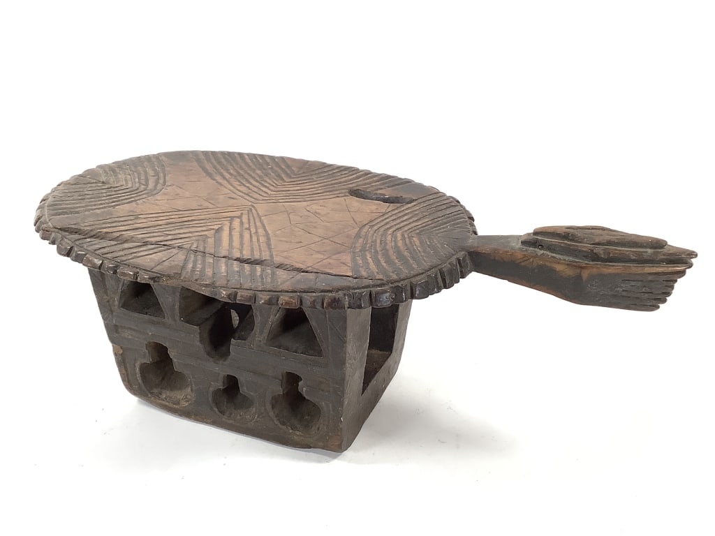 Malinke Wood Carved Stool From Mali: 23"L x 8"H x 11"W. Provenance: Collected by Sophia and Roy Sieber.