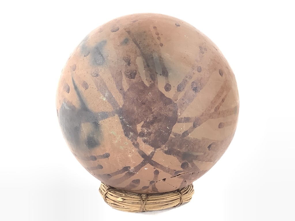 Polychrome Terracotta Pot With Stand - 3