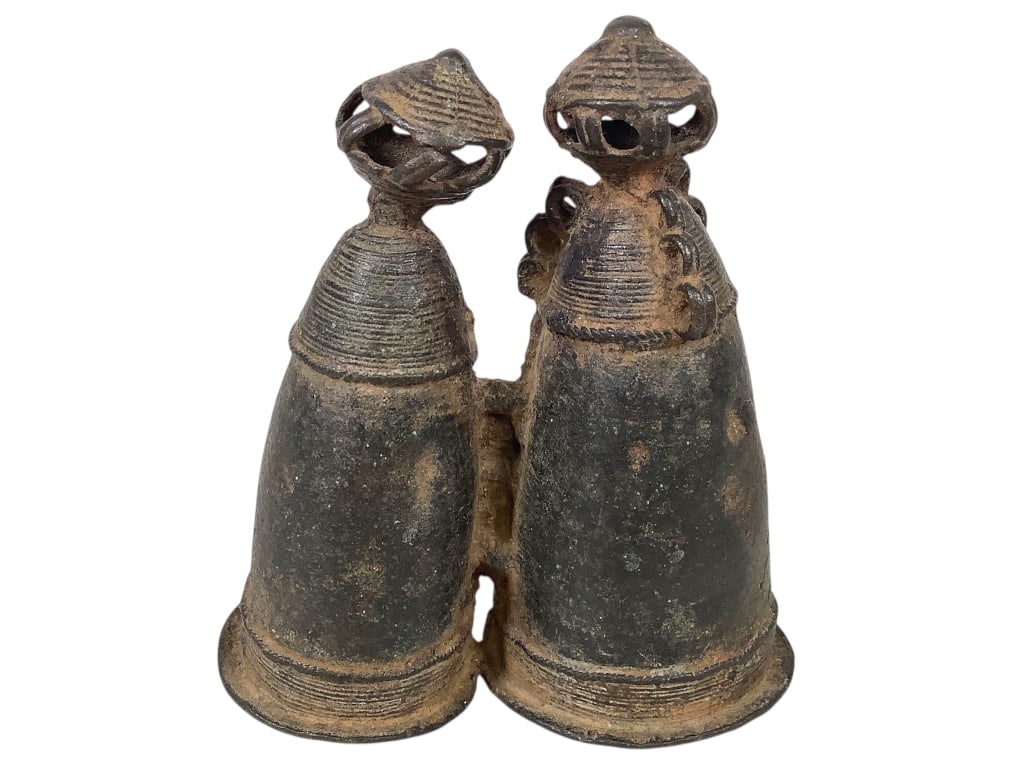 Two Chambered Cast Metal Trinket: 3 1/2"H. Provenance: Collected by Sophia and Roy Sieber.
