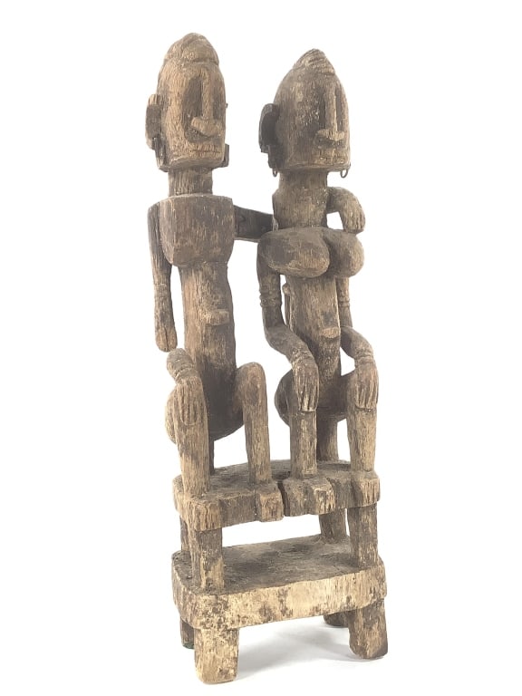 Dogon Seated Couple Carved Wood Statue (1 of 15)