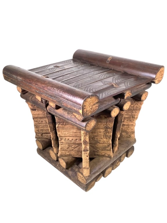 Bamum Stool From Cameroon: 16"H x 16"W x 16"L. Provenance: Collected by Sophia and Roy Sieber.