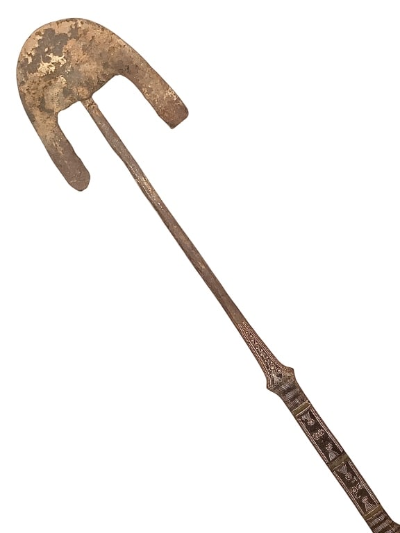 Hausa Peoples Hoe: 52"L. Provenance: Collected by Sophia and Roy Sieber.