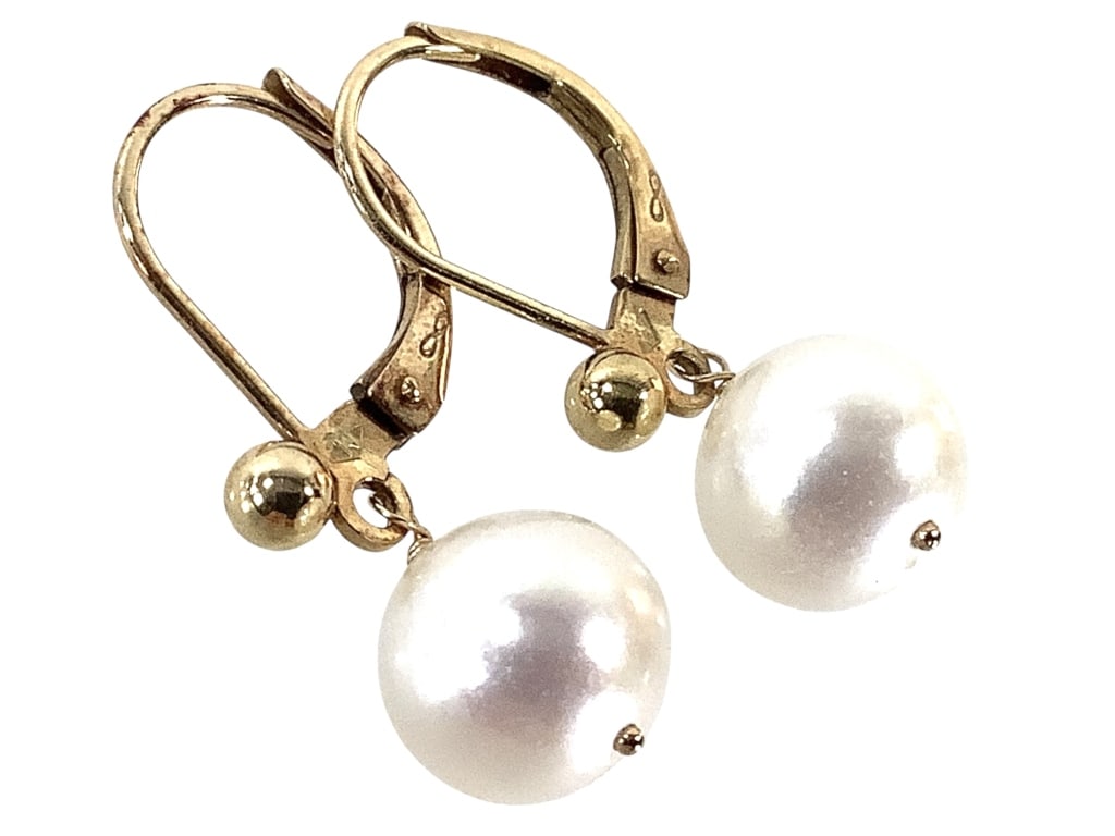 14K Pearl Earrings 2.5g TW 9mm Pearls (1 of 7)