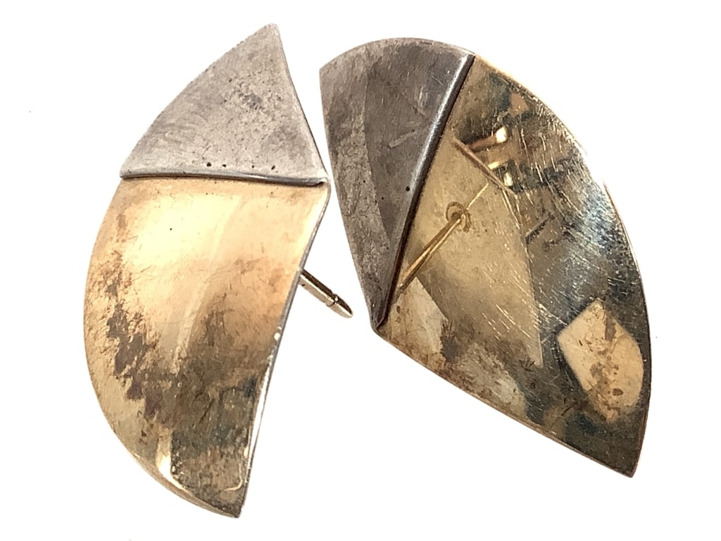 14K Sterling Earrings 2.6g TW 1" H (1 of 6)