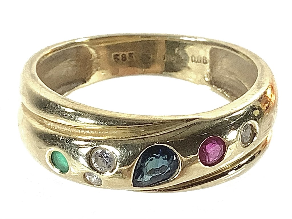 14K SP Stone Band Ring 4.1g TW Sz 8 (1 of 10)