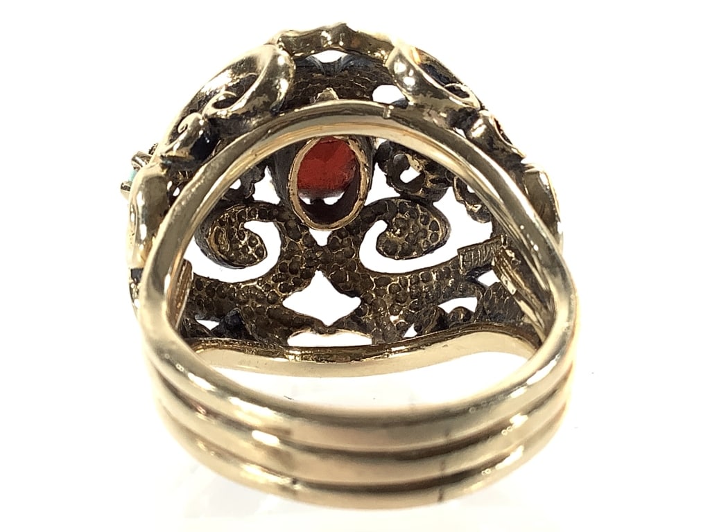 14K Garnet Opal Statement Ring 15.4g TW - 4