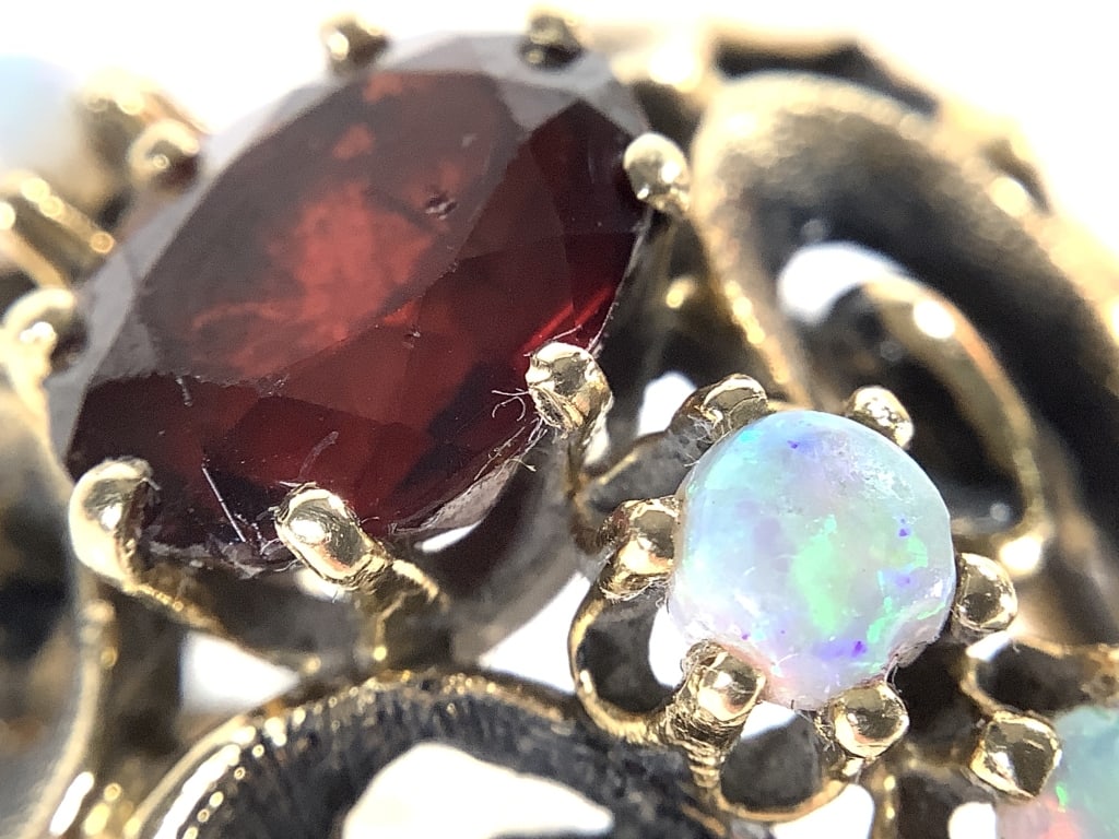 14K Garnet Opal Statement Ring 15.4g TW - 5