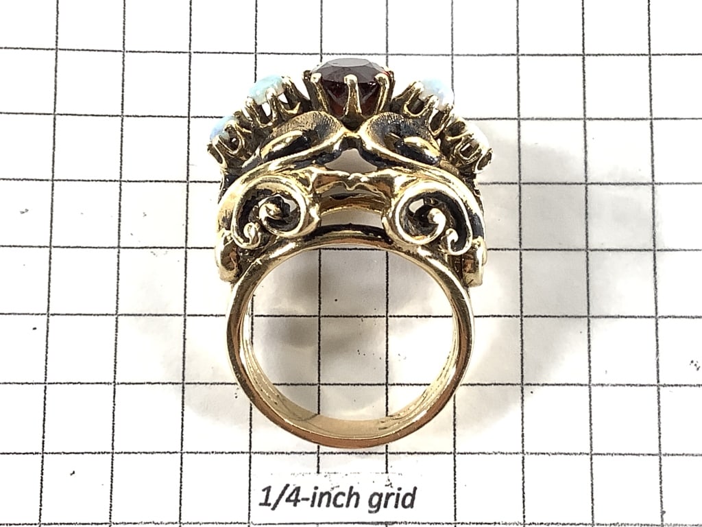14K Garnet Opal Statement Ring 15.4g TW - 7