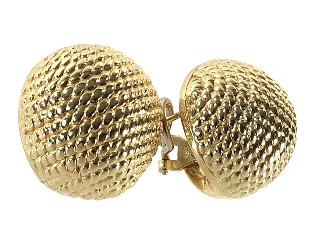 18K Earrings 1" H 8.7g TW (1 of 6)