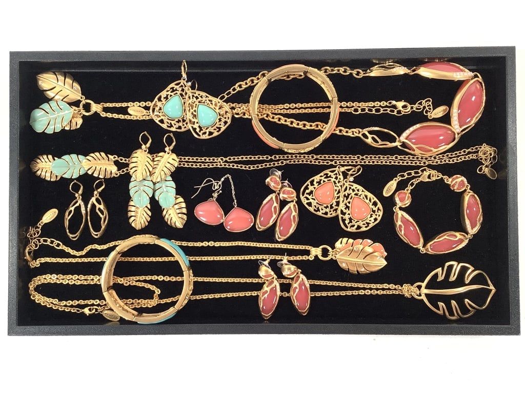 Tahari Jewelry: Includes 3 bracelets, 7 pairs of earrings, and 5 necklaces up to 32" L. EDS aims to describe and photograph all items thoroughly and accurately, however other conditions present may not have been