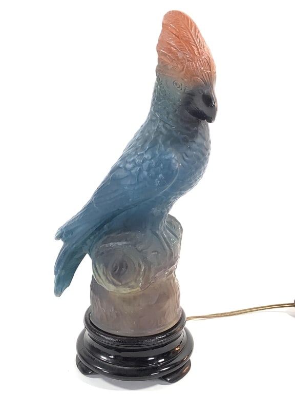 Tiffin Glass Cockatoo / Parrot Lamp Art Deco (1 of 8)