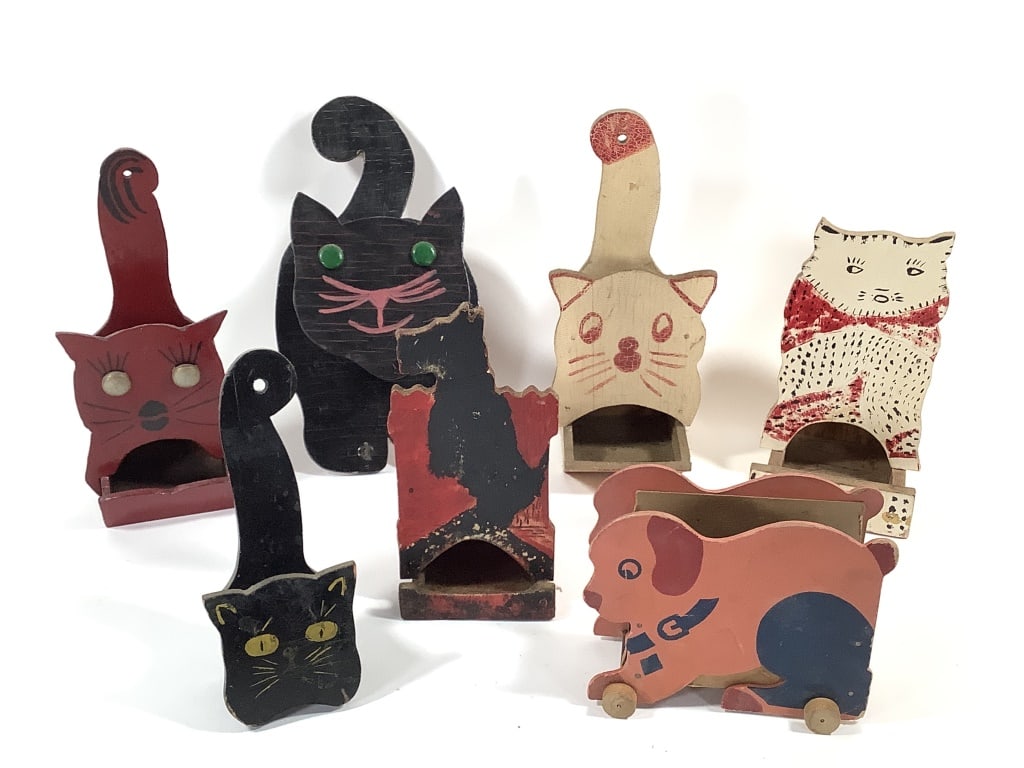 Folk Art Cat Matchbox Holders (1 of 16)