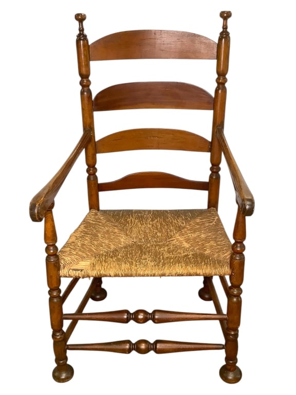 Early New England Rush Seat Armchair (1 of 5)