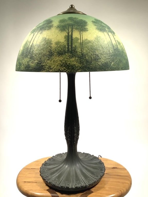 Lamp w Painted Glass Dome Shade (1 of 13)