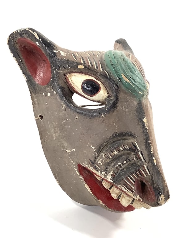 Guatemalan Polychrome Carved Wood Mask (1 of 6)