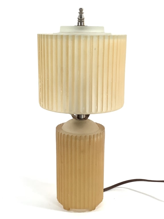 1930-40s Era Glass Boudoir Lamp w Glass Shade (1 of 9)