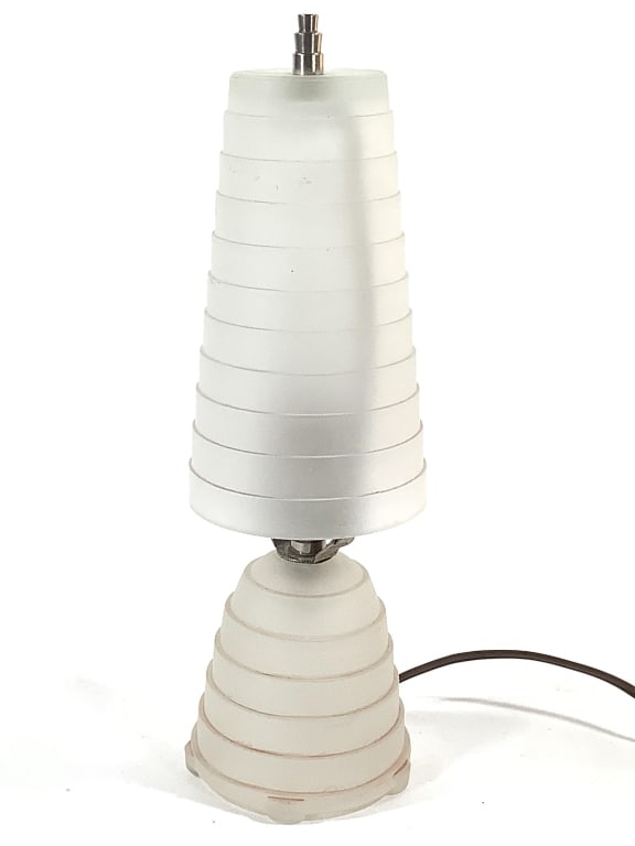 Frosted Glass Boudoir Lamp: 1930 Art Deco era, 12 1/2""H. Very good condition, working. Provenance: Collection of William and Diane Itter.