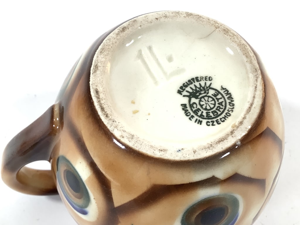 3 Pcs Cubist Pattern Czech Pottery - 16