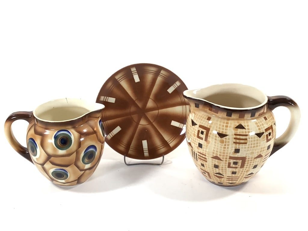 3 Pcs Cubist Pattern Czech Pottery (1 of 17)