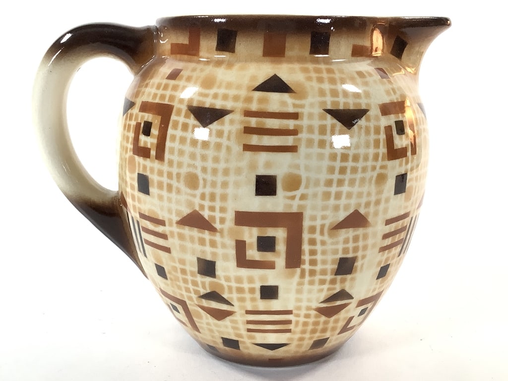 3 Pcs Cubist Pattern Czech Pottery - 5