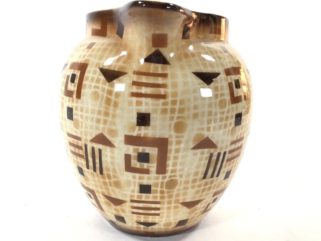 3 Pcs Cubist Pattern Czech Pottery - 6