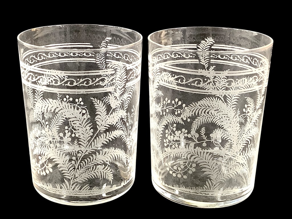Fine Victorian Fern Etched Tumblers Pr (1 of 4)