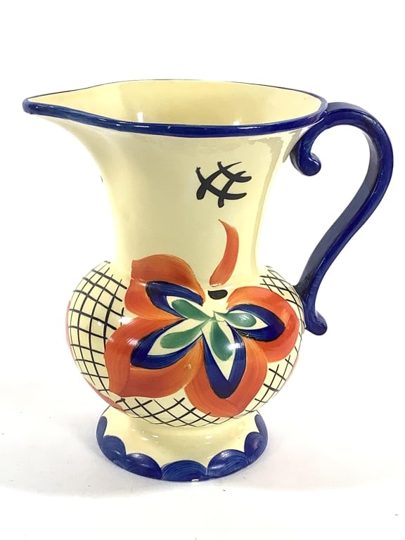 Ditmar Urbach Lostro Czech 1 1/2L Pitcher: 8 1/2"H. Hand painted c.1920-30s. Impress mark with stamp marks. Provenance: Collection of William and Diane Itter.