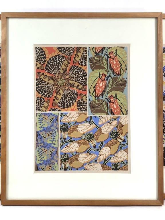 Emile-Allain Seguy Insects 19, Pochoir Deco Design: Seguy, Emile-Allain (France 1877-1951). Plate 19 from Insects, 1920s. Pochoir on paper. 15 1/4" x 11 1/2" (Sight). 22 3/4" x 19" (Frame). Matted in a wood frame. Not examined out of frame.