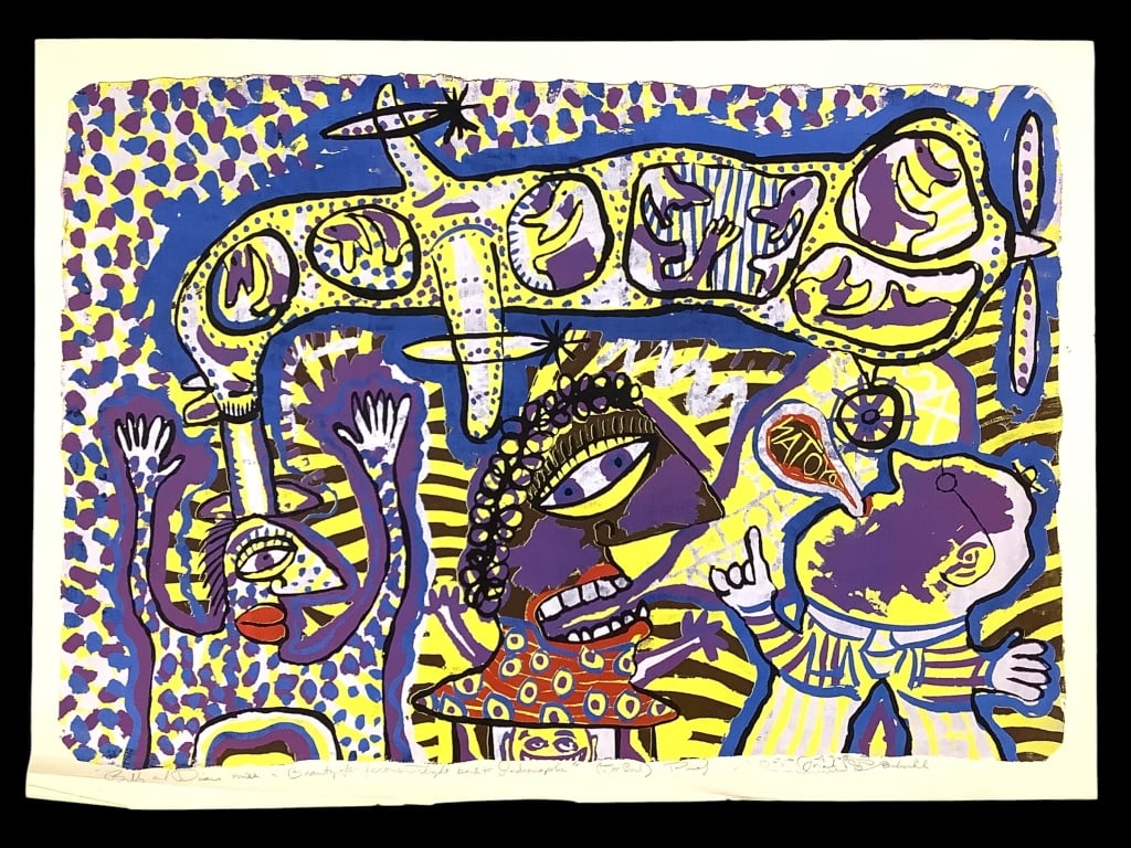 Mark Bulwinkle Silkscreen Billy Diane Flight Indy: Bulwinkle, Mark (American b. 1946). "Billy and Diane Miss a Beauty Oderiferous (sic) Flight Back to Indianapolis" (Too Bad). Proof, ND, silkscreen. Titled, noted as Proof and signed with a cartouche i