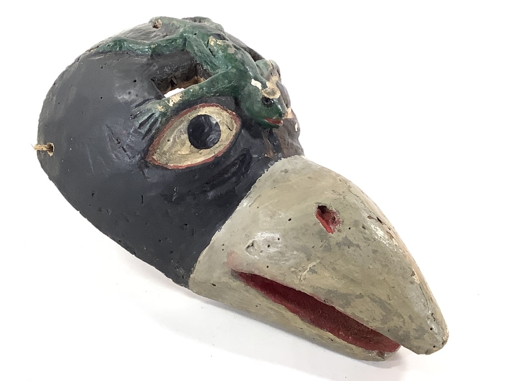 Mexican Bird Mask Carved & Painted Wood (1 of 5)