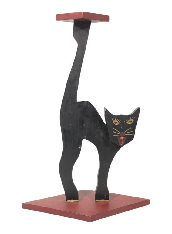 Folk Art Black Cat Stand (1 of 4)