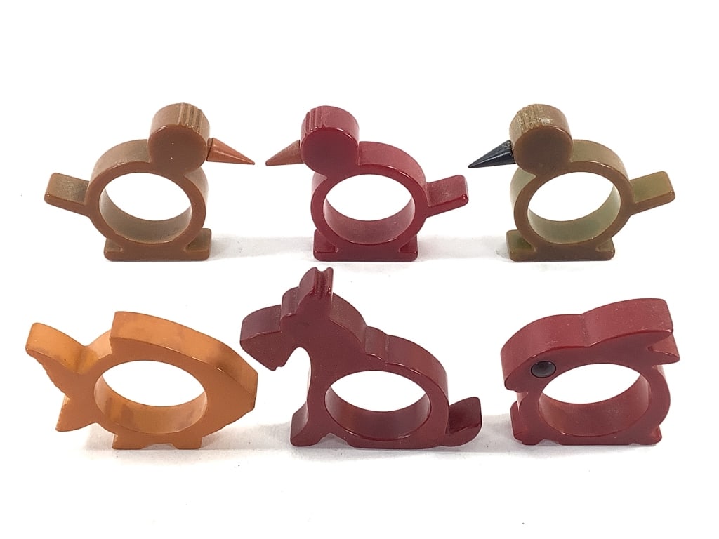 6 Bakelite & Catalin Animal Napkin Rings (1 of 7)