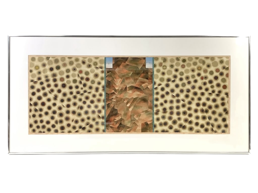 Wm Itter Watercolor 1996 Axis III: Passage: Itter, William (American 1942-2025). "Axis III: Passage". Watercolor painting on paper. Titled, signed, and dated in pencil along bottom edge. 14 1/4" x 36" (Sight). 21 1/2" x 43 3/4" (Frame). Exhibit